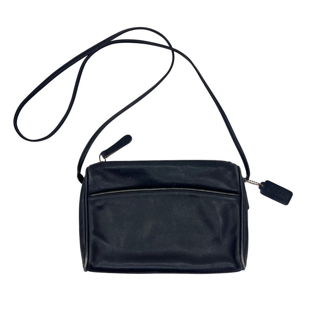 Vintage Coach Black Leather Crossbody Bag Purse